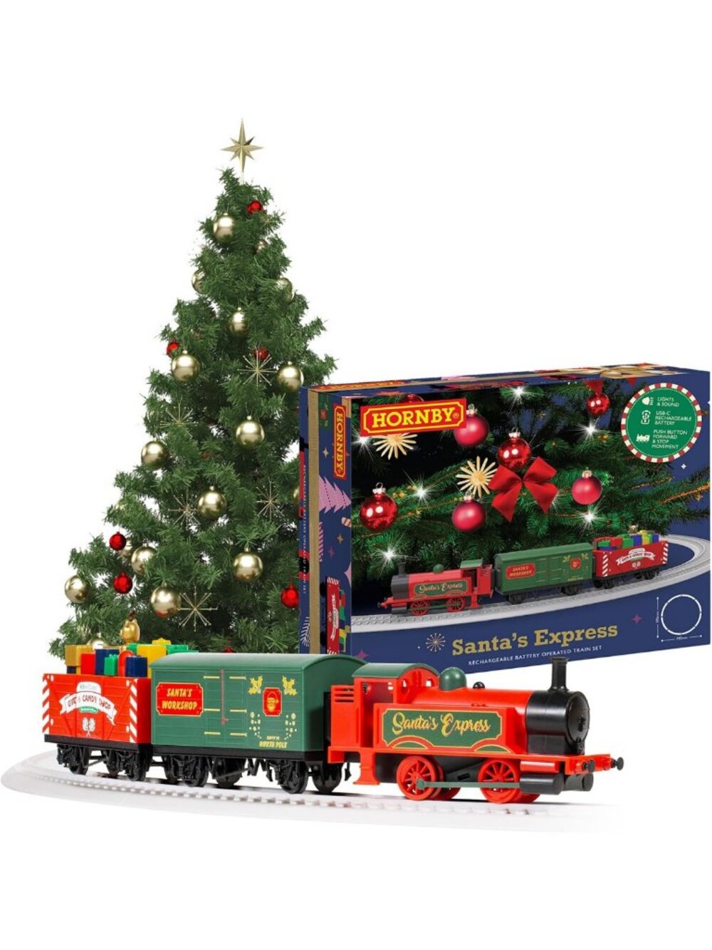 Santa’s Express Train Set - Rechargeable Battery, Perfect for Holiday Fun